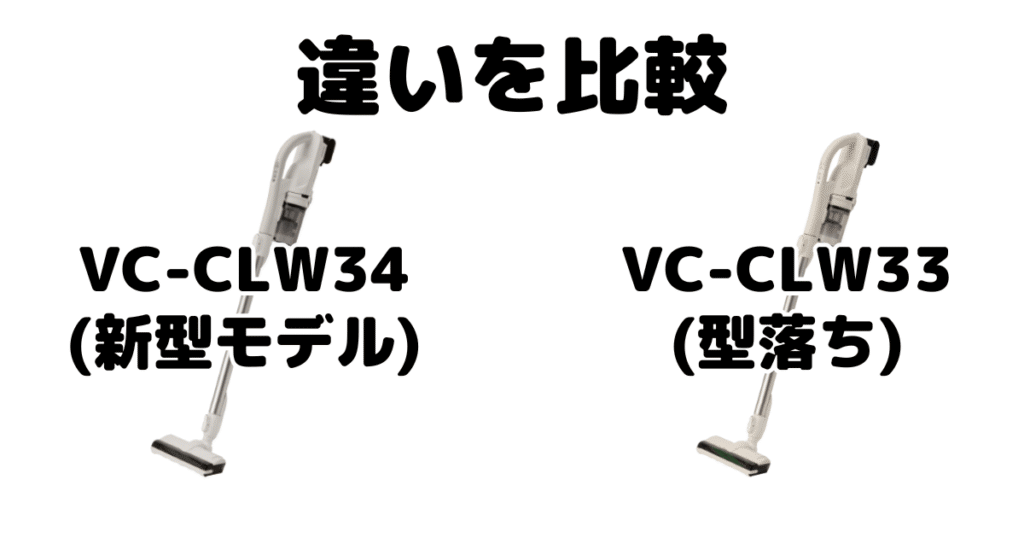 VC-CLW34とVC-CLW33の違いを比較 東芝トルネオコードレススティック掃除機